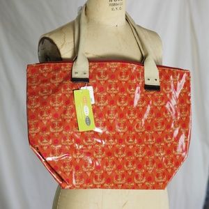 Rock Flower Paper coated linen purse/tote NWT